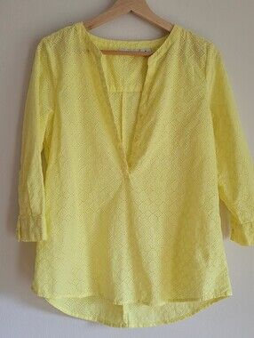 Liz Claiborne Yellow Eyelet Tunic Top